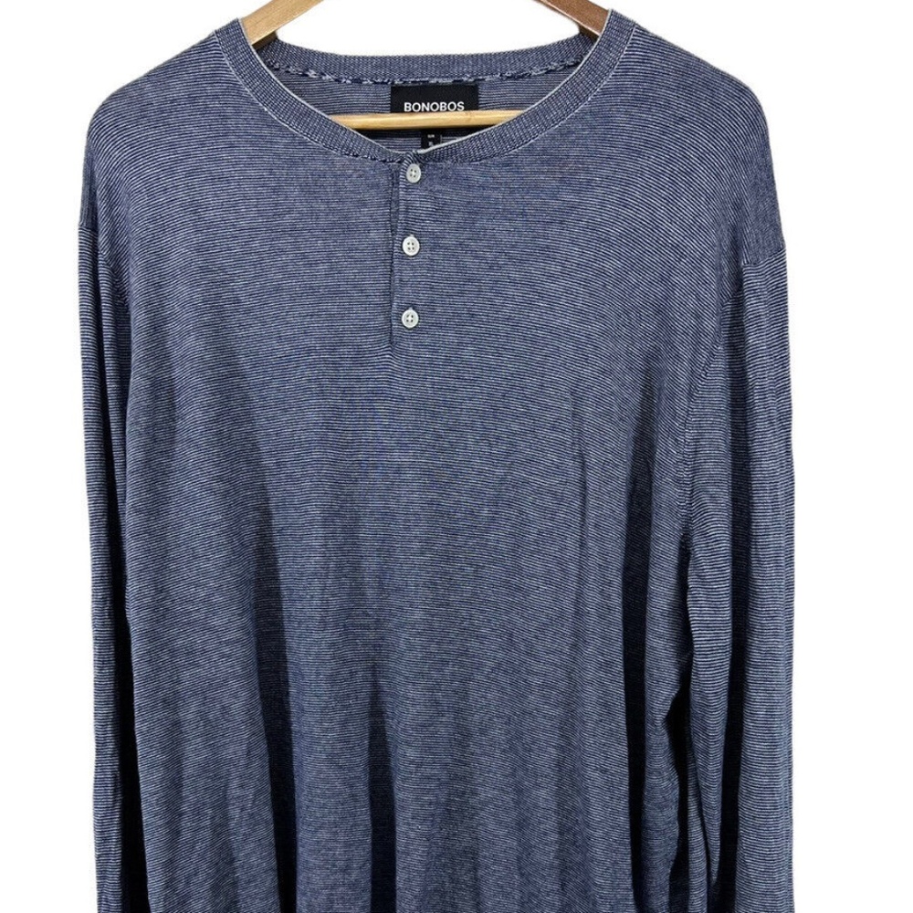 Men’s Bonobos Blue Pullover Micro Striped Sweater XL Cotton Viloft Viscose